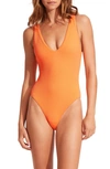Seafolly Sea Dive Deep V-neck One-piece Swimsuit In Tango
