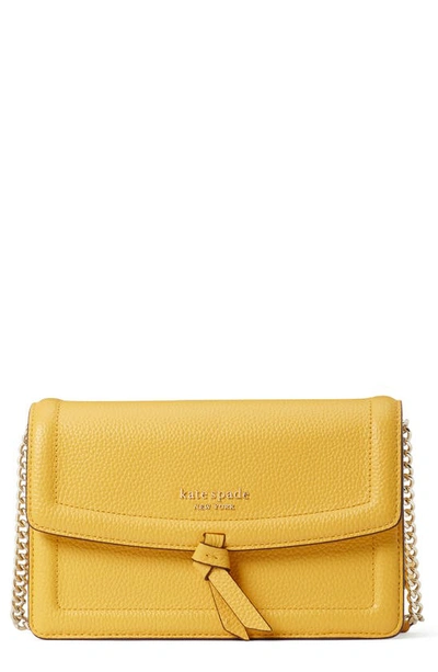 Kate Spade Knott Pebbled Leather Flap Crossbody Bag In Morning Light