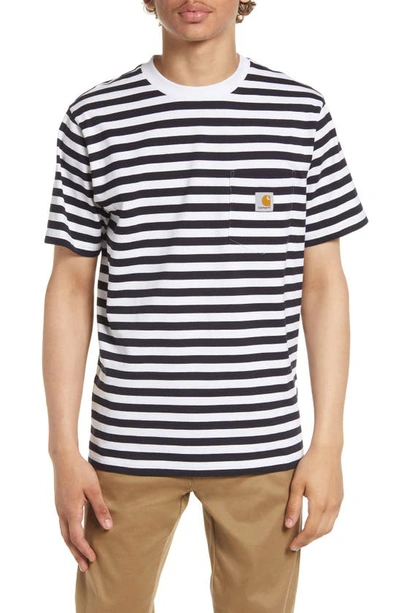 Carhartt Scotty Stripe Pocket T-shirt In Scotty Stripe Dark