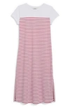 Vineyard Vines Stripe Midi T-shirt Dress In Lighthouse Red