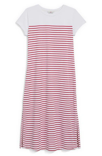 Vineyard Vines Stripe Midi T-shirt Dress In Lighthouse Red
