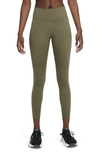 Nike One Lux 7/8 Tights In Medium Olive/ Clear