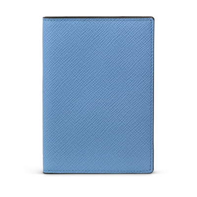 Smythson Passport Cover In Panama In Nile Blue