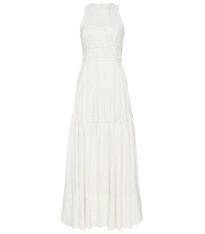Aje Tidal Panelled-bodice Linen-blend Voile Dress In White