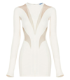 Mugler Cutout Illusion Panel Long Sleeve Body-con Minidress In Ivory And Nude 02