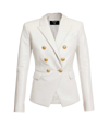 Balmain Logo Button Leather Blazer Jacket In Opa Blanc