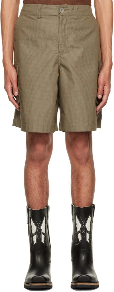 Our Legacy Trekking Grid-ripstop Oversized-fit Cotton-blend Shorts In Khaki