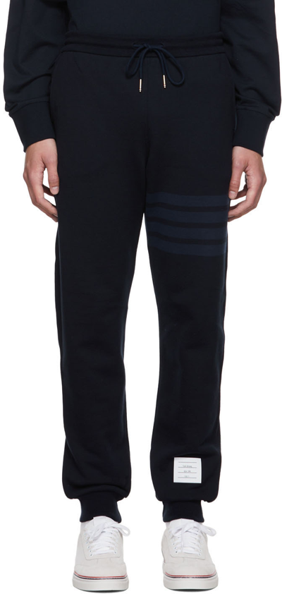 Thom Browne Navy 4-bar Lounge Trousers In 415 Navy