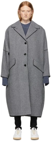 Mm6 Maison Margiela Oversized Button-front Seamed Wool Coat In 001f Black/white Twe