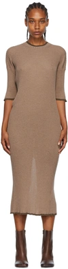 Mm6 Maison Margiela Ribbed-knit Wool-blend Midi Dress In 002f Stone