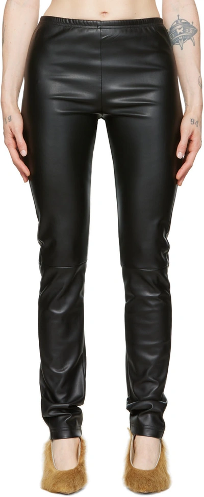 Mm6 Maison Margiela Black Faux-leather Leggings In 900 Black