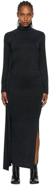 Mm6 Maison Margiela Roll-neck Split-hem Stretch-woven Maxi Dress In 900 Black