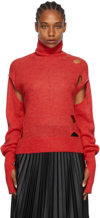 Mm6 Maison Margiela Half Glove Sleeves Turtle-neck Jumper In 312 Red