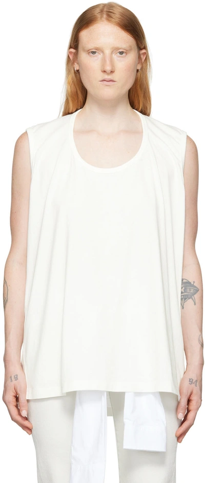 Mm6 Maison Margiela Off-white Cut-out Tank Top In 101 Off White