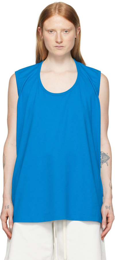 Mm6 Maison Margiela Blue Cut-out Tank Top In 519 Blue