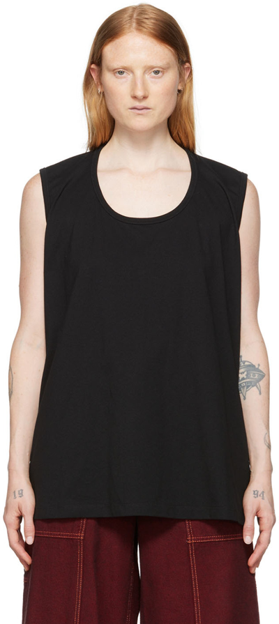 Mm6 Maison Margiela Black Cut-out Tank Top In 900 Black