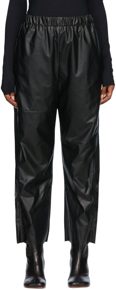 Mm6 Maison Margiela Elasticated-waistband Faux-leather Trousers In Black