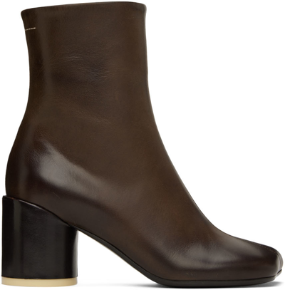 Mm6 Maison Margiela Brown Anatomic Ankle Boots ModeSens