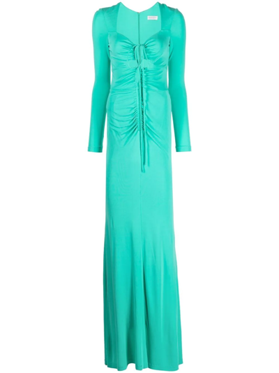 Rebecca Vallance Riccardo Cutout Ruched Jersey Gown In Turquoise