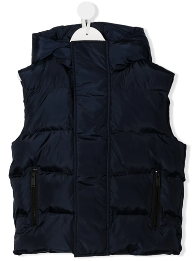 Dsquared2 Kids' Rear-logo Hooded Puffer Jacket In Blue