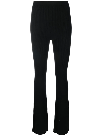 Rick Owens Ribbed-knit Bootcut Trousers In Black