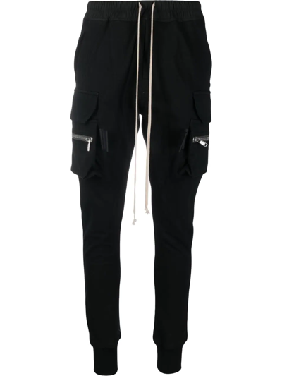 Rick Owens Mastodon Satin-trimmed Cotton-jersey Track Pants In Black