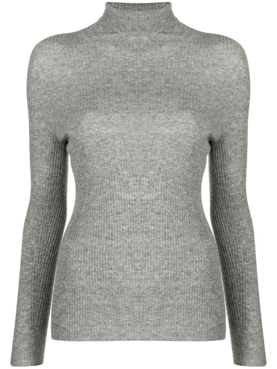 Fabiana Filippi Ribbed Roll-neck Knit Top In Grey