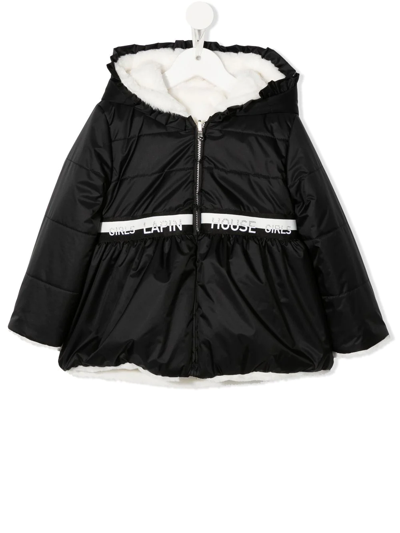 Lapin House Kids' Logo饰带双面夹克 In Black