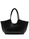 Dragon Diffusion Big Nantucket Woven Leather Basket Bag In Black