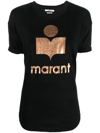 Isabel Marant Étoile Koldi Metallic Logo-print T-shirt In Black