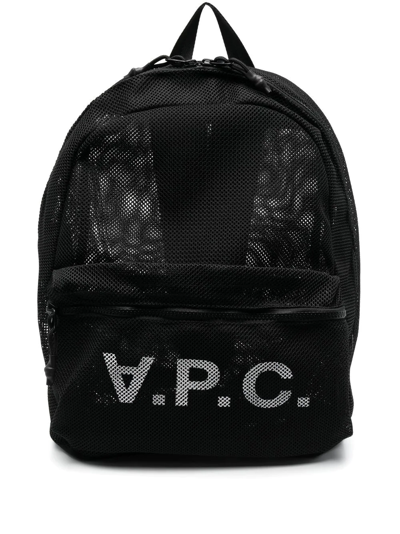 Apc V.p.c Logo-print Mesh Backpack In Nero