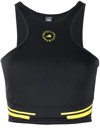 Adidas By Stella Mccartney Truepace Racer-back Stretch-jersey Crop Top In Black