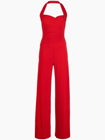 Norma Kamali Elephant High-rise Jersey Wide-leg Trousers In Red