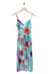 VINCE CAMUTO VINCE CAMUTO FLORAL HIGH-LOW MIDI DRESS