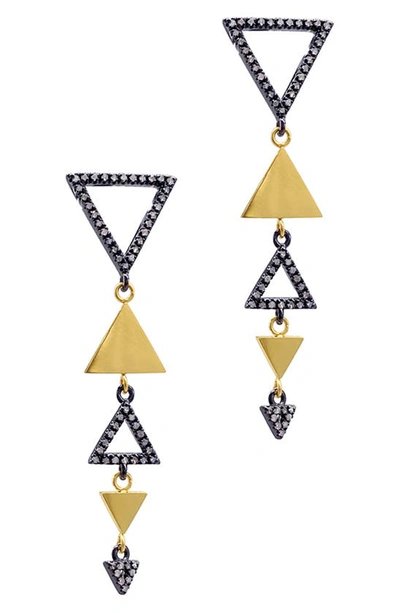 Adornia Fine 14k Gold Plated Sterling Silver Diamond Triangle Drop Earrings In Multi