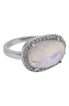 ADORNIA FINE STERLING SILVER DIAMOND & MOONSTONE RING