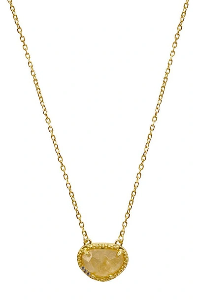 Adornia Fine 14k Gold Plated Sterling Silver Diamond & Birthstone Halo Pendant Necklace In Gold - Citrine
