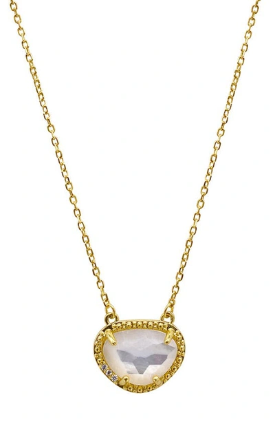 Adornia Fine 14k Gold Plated Sterling Silver Diamond & Birthstone Halo Pendant Necklace In Gold - Pearl