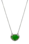 Adornia Fine Sterling Silver Diamond & Birthstone Halo Pendant Necklace In Silver - Emerald