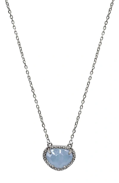 Adornia Fine Sterling Silver Diamond & Birthstone Halo Pendant Necklace In Silver - Aquamarine