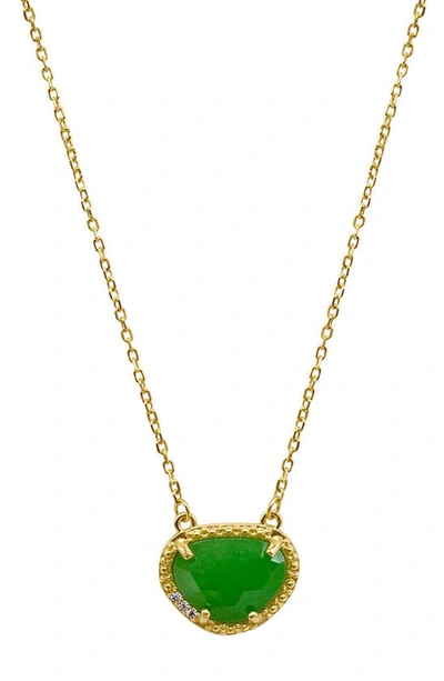 Adornia Fine 14k Gold Plated Sterling Silver Diamond & Birthstone Halo Pendant Necklace In Gold - Emerald