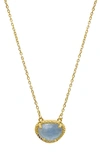 Adornia Fine 14k Gold Plated Sterling Silver Diamond & Birthstone Halo Pendant Necklace In Gold - Aquamarine