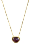 Adornia Fine 14k Gold Plated Sterling Silver Diamond & Birthstone Halo Pendant Necklace In Gold - Garnet