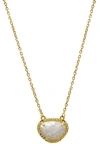 Adornia Fine 14k Gold Plated Sterling Silver Diamond & Birthstone Halo Pendant Necklace In Gold - Moonstone