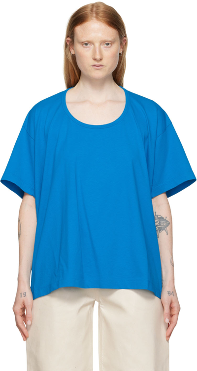 Mm6 Maison Margiela Blue Cut-out T-shirt In 519 Blue