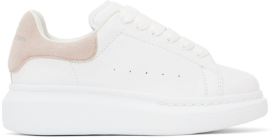 Alexander Mcqueen Babies' Suede-trimmed Leather Exaggerated-sole Sneakers In White Patchouli