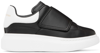 Alexander Mcqueen Oversized Grip-strap Leather Sneakers, Toddler/kids In 1070 Black/white