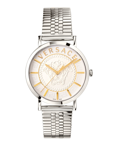 Versace V Essential Stainless Steel Bracelet Watch In Silver