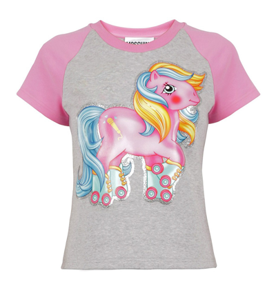 Moschino Ladies My Little Pony Print Cotton T-shirt In Grey