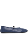 The Row 10mm Elastic Ballet Leather Flats In Navy